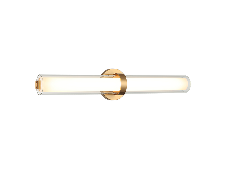 LED Steel Frame with Clear and White Cylindrical Glass Shade Vanity Light