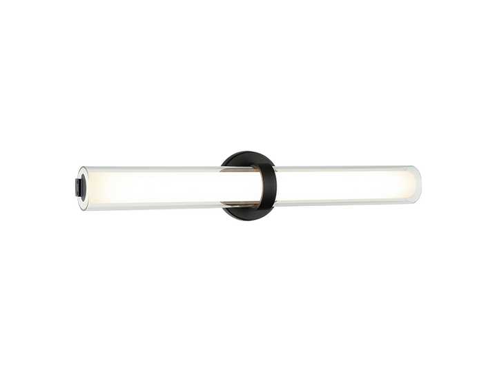 LED Steel Frame with Clear and White Cylindrical Glass Shade Vanity Light