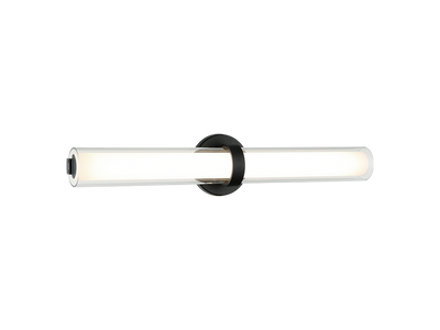 LED Steel Frame with Clear and White Cylindrical Glass Shade Vanity Light