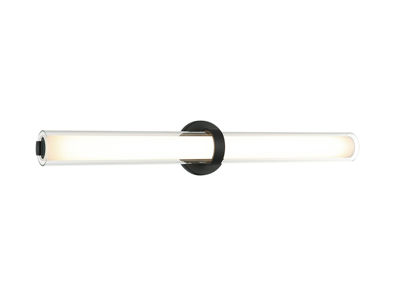 LED Steel Frame with Clear and White Cylindrical Glass Shade Vanity Light
