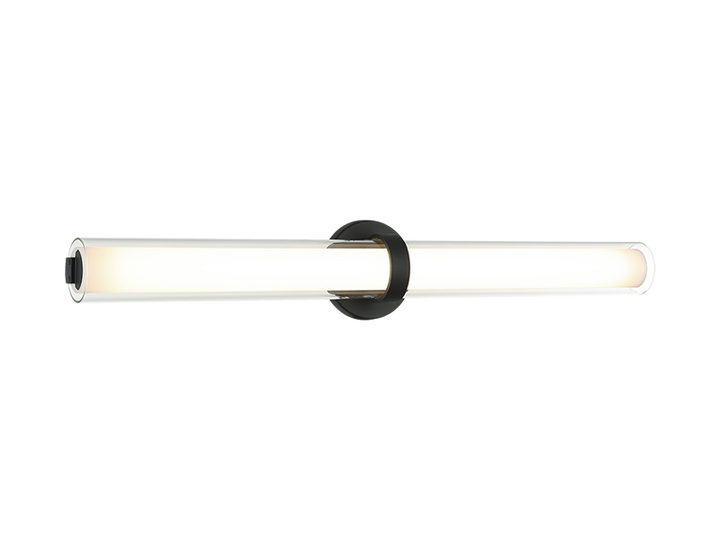 LED Steel Frame with Clear and White Cylindrical Glass Shade Vanity Light