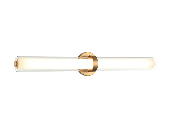 LED Steel Frame with Clear and White Cylindrical Glass Shade Vanity Light