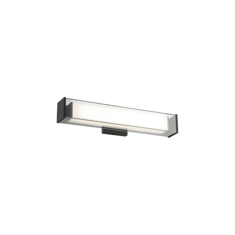 LED Steel Frame with Rectangular White and Clear Glass Shade Vanity Light
