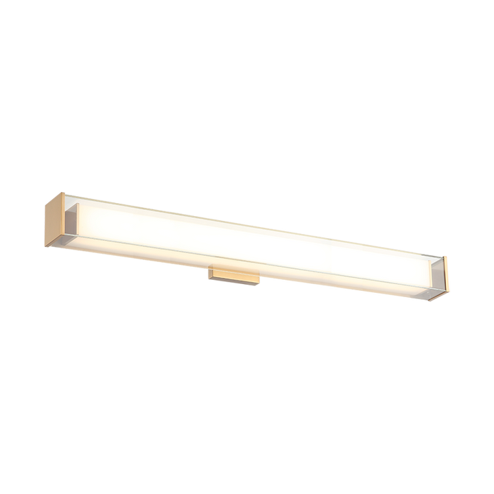 LED Steel Frame with Rectangular White and Clear Glass Shade Vanity Light