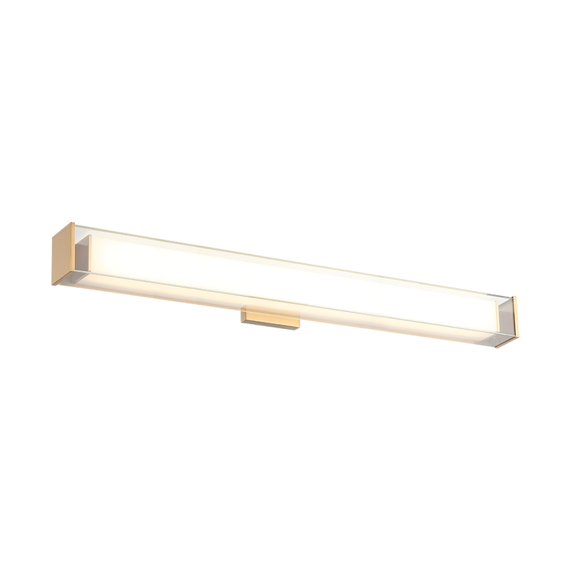 LED Steel Frame with Rectangular White and Clear Glass Shade Vanity Light