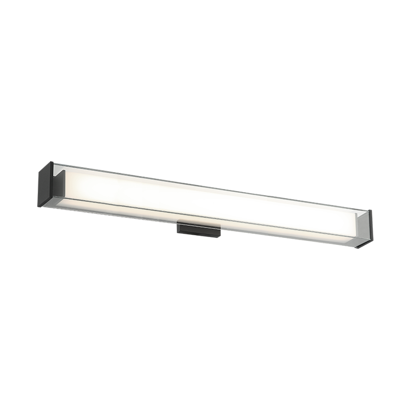 LED Steel Frame with Rectangular White and Clear Glass Shade Vanity Light