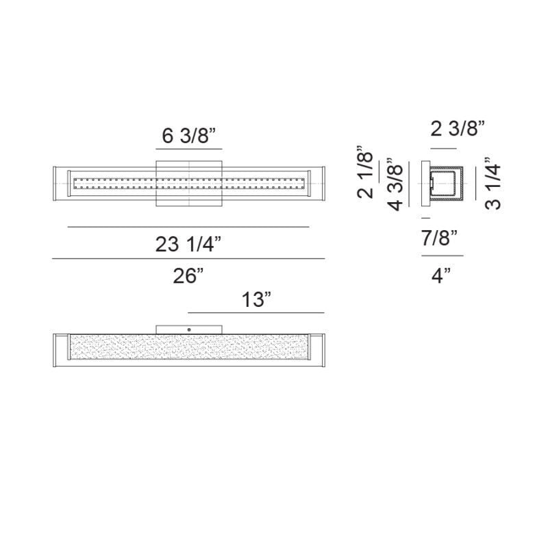 LED Steel Frame with Rectangular White and Clear Glass Shade Vanity Light