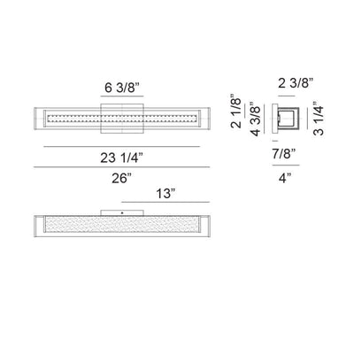 LED Steel Frame with Rectangular White and Clear Glass Shade Vanity Light