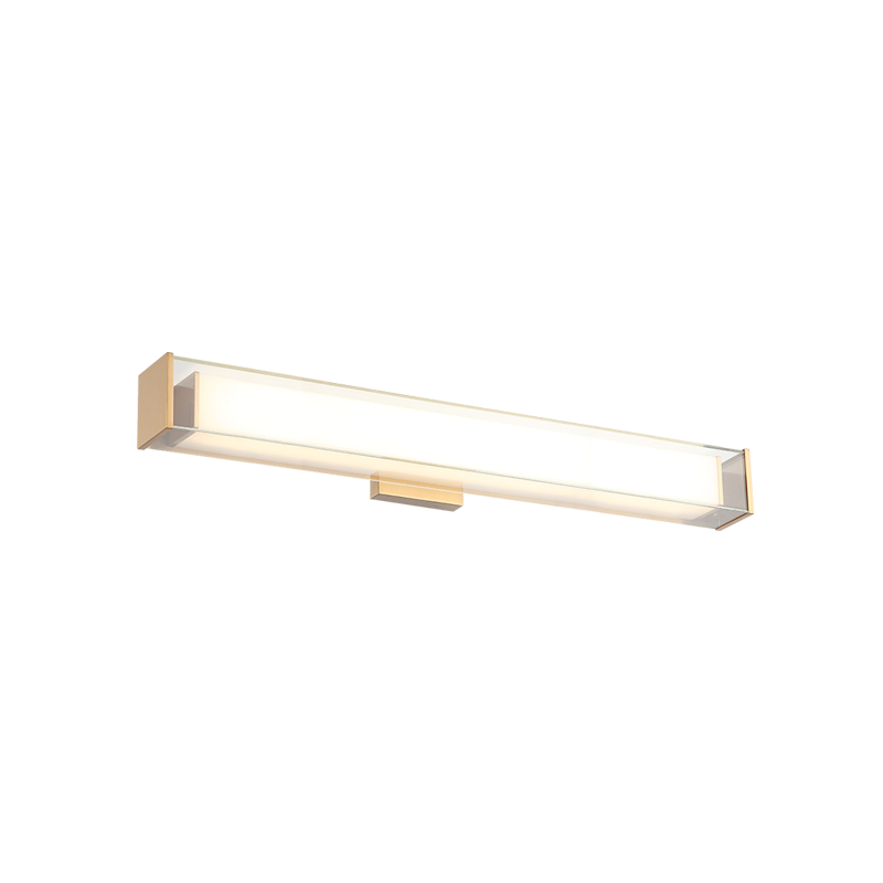 LED Steel Frame with Rectangular White and Clear Glass Shade Vanity Light