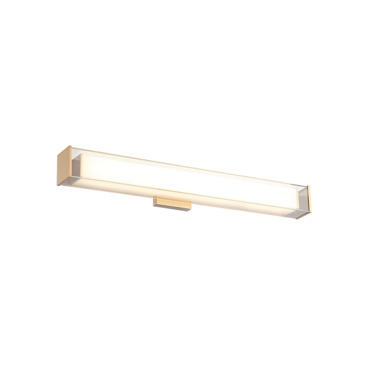 LED Steel Frame with Rectangular White and Clear Glass Shade Vanity Light