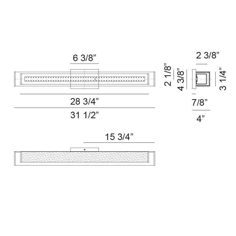 LED Steel Frame with Rectangular White and Clear Glass Shade Vanity Light