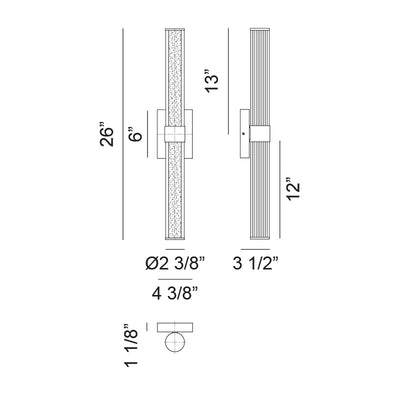 LED Steel Frame with Clear Ribbed Glass Diffuser Vanity Light