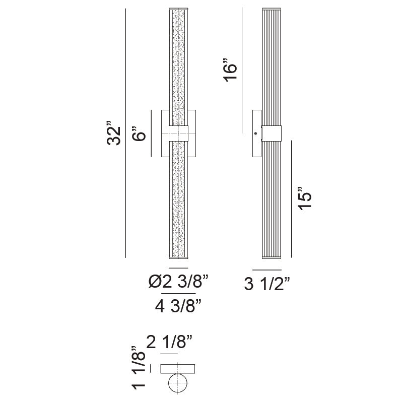 LED Steel Frame with Clear Ribbed Glass Diffuser Vanity Light