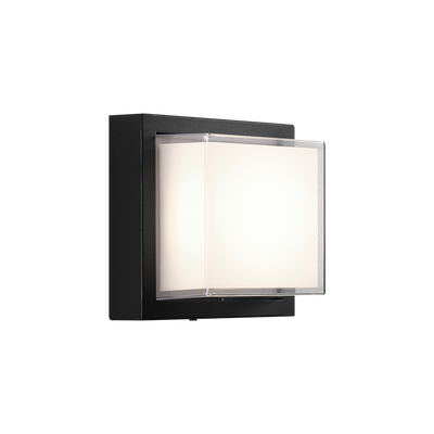 LED Steel Square Frame with White and Clear Glass Shade Outdoor Wall Sconce