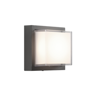 LED Steel Square Frame with White and Clear Glass Shade Outdoor Wall Sconce