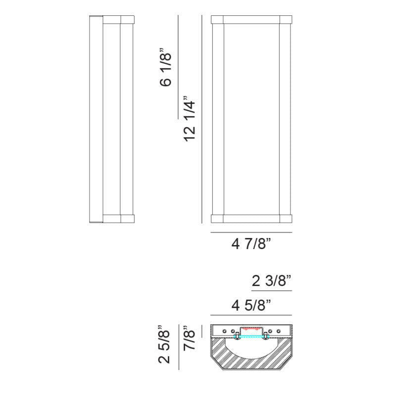 LED Steel Frame with Textured Glass Diffuser Vanity Light