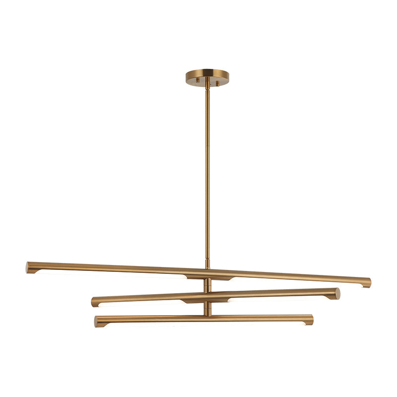Novelle - LED Steel Frame with Acrylic Diffuser Adjustable Chandelier in Aged Gold Brass by Matteo Lighting