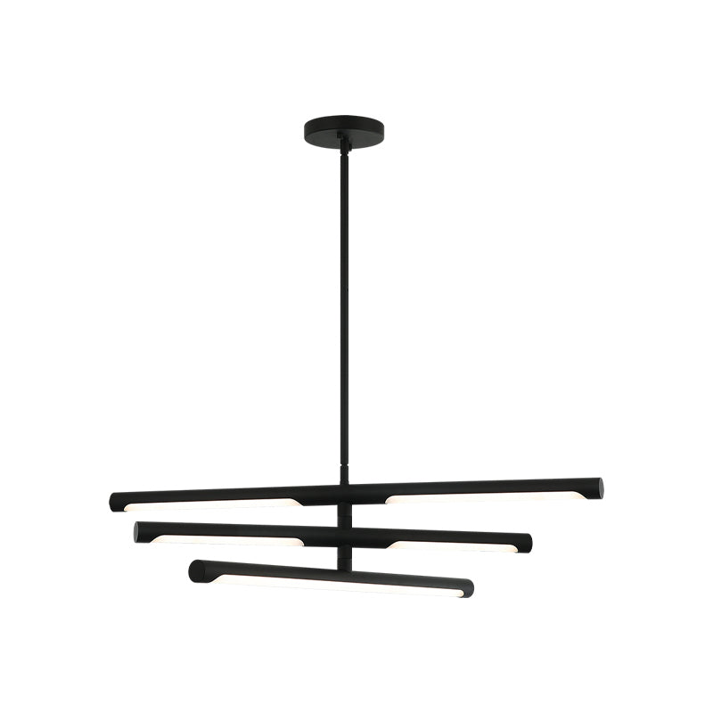 Novelle - LED Steel Frame with Acrylic Diffuser Adjustable Chandelier in Matte Black by Matteo Lighting