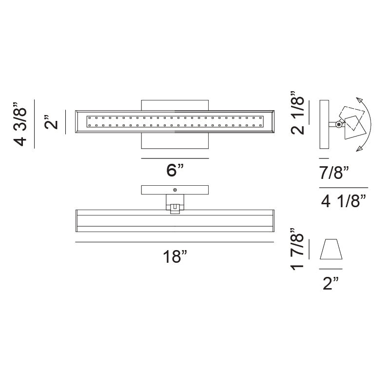 LED Steel Frame with Glass Diffuser Adjustable Vanity Light