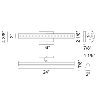 LED Steel Frame with Glass Diffuser Adjustable Vanity Light