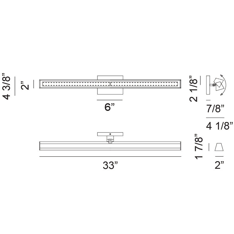 LED Steel Frame with Glass Diffuser Adjustable Vanity Light