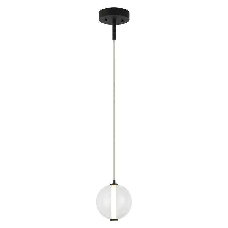 Belange - LED Steel Frame with Clear Glass and White Acrylic Diffuser Pendant in Matte Black by Matteo Lighting