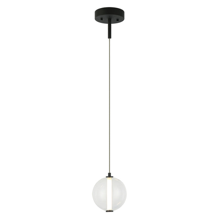 Belange - LED Steel Frame with Clear Glass and White Acrylic Diffuser Pendant in Matte Black by Matteo Lighting