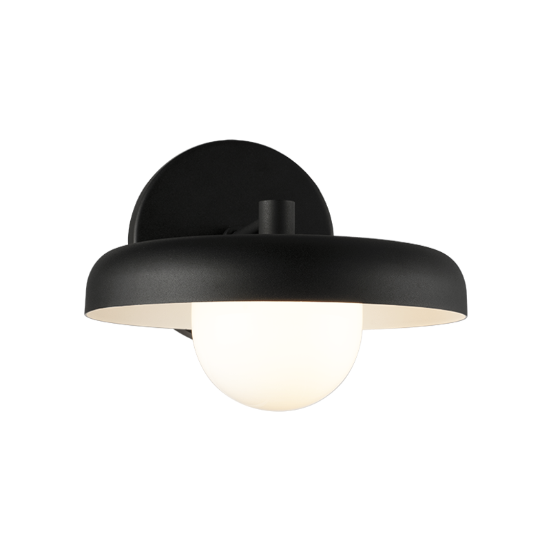 Creston - Steel Frame with Opal Glass Globe Diffuser Disk Wall Sconce in Matte Black by Matteo Lighting