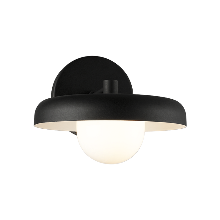 Creston - Steel Frame with Opal Glass Globe Diffuser Disk Wall Sconce in Matte Black by Matteo Lighting