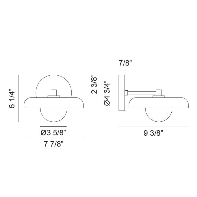 Creston - Steel Frame with Opal Glass Globe Diffuser Disk Wall Sconce by Matteo Lighting - view 3
