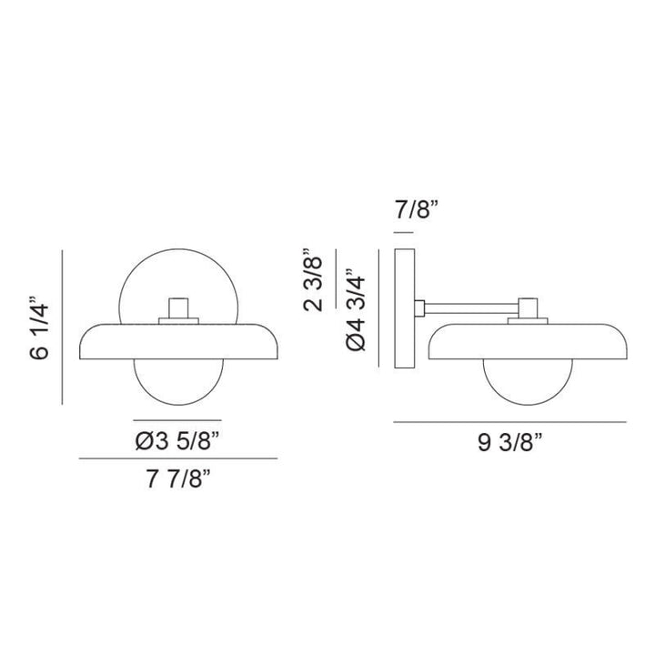 Creston - Steel Frame with Opal Glass Globe Diffuser Disk Wall Sconce by Matteo Lighting - view 3