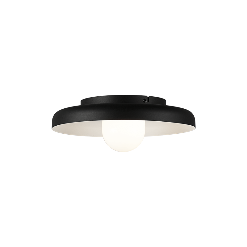 Creston - Steel Frame with Opal Glass Globe Diffuser Disk Flush Mount in Matte Black by Matteo Lighting