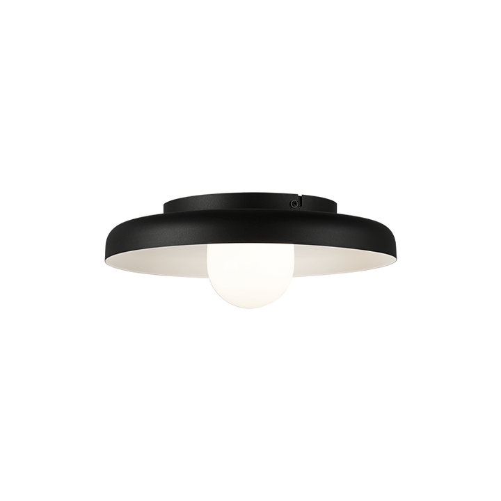 Creston - Steel Frame with Opal Glass Globe Diffuser Disk Flush Mount in Matte Black by Matteo Lighting