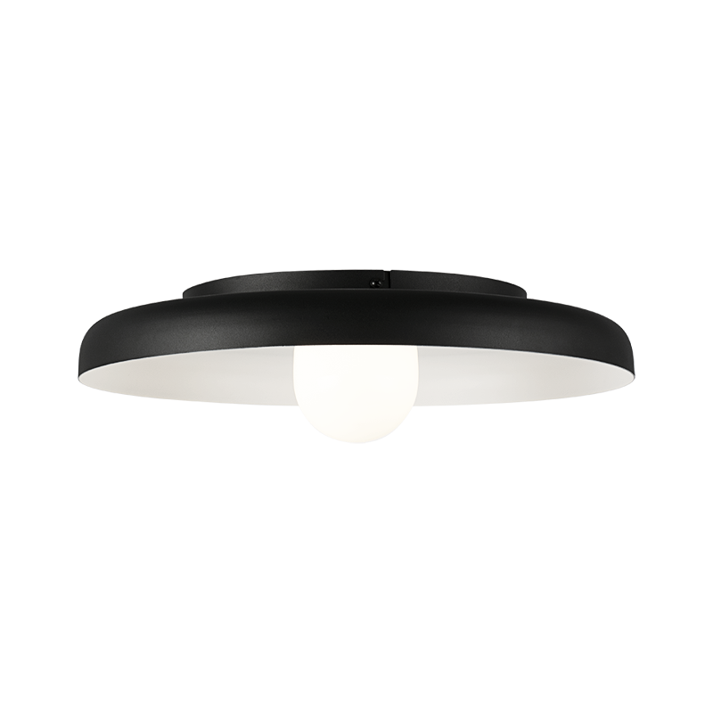 Creston - Steel Frame with Opal Glass Globe Diffuser Disk Flush Mount in Matte Black by Matteo Lighting