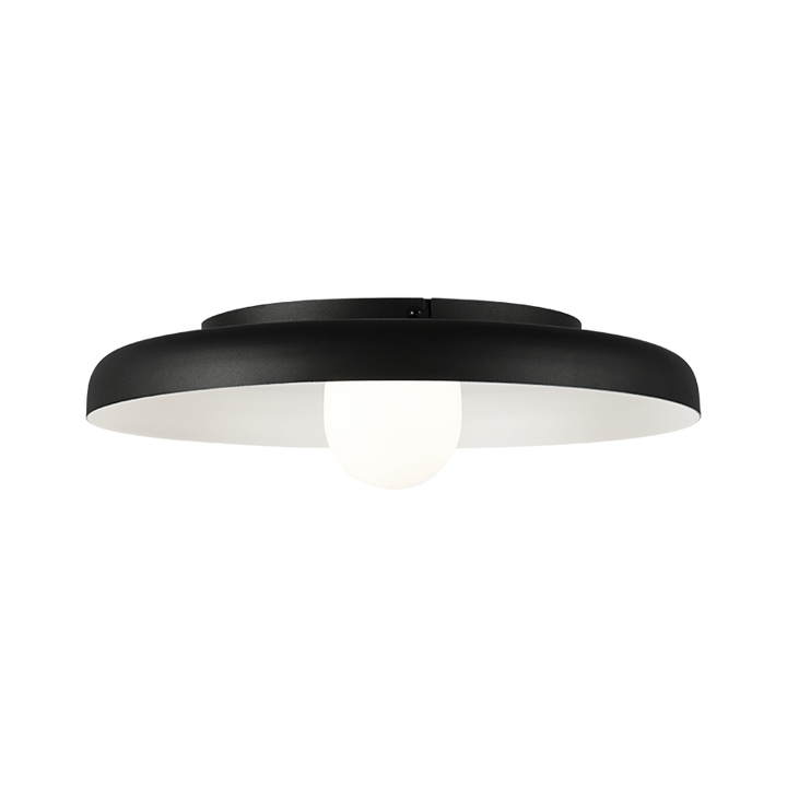Creston - Steel Frame with Opal Glass Globe Diffuser Disk Flush Mount in Matte Black by Matteo Lighting