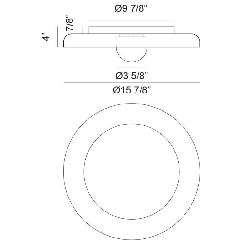 Creston - Steel Frame with Opal Glass Globe Diffuser Disk Flush Mount by Matteo Lighting - view 9