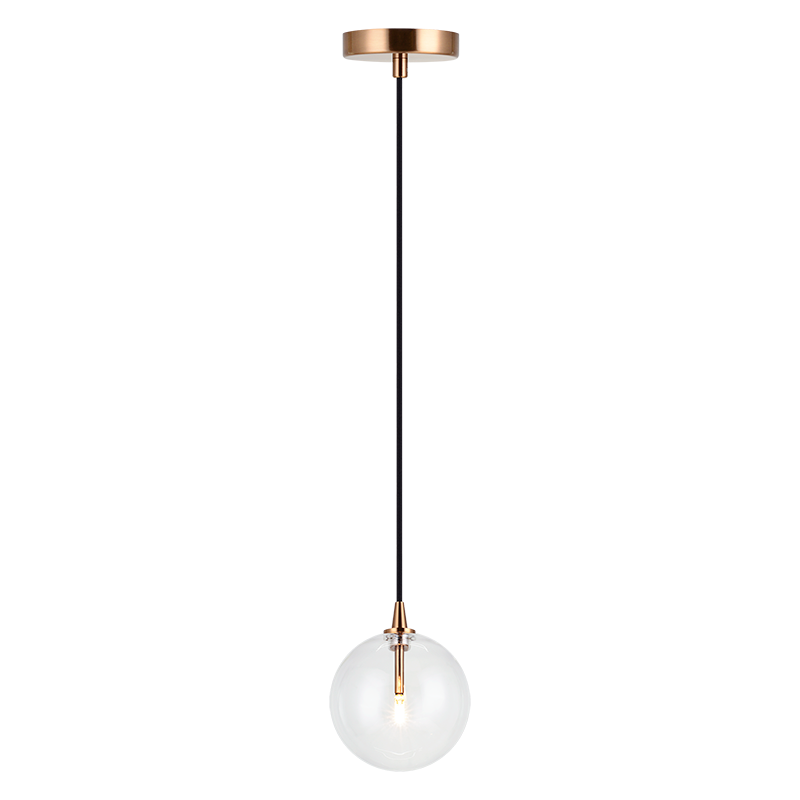 Steel Frame with Clear Glass Globe Pendant