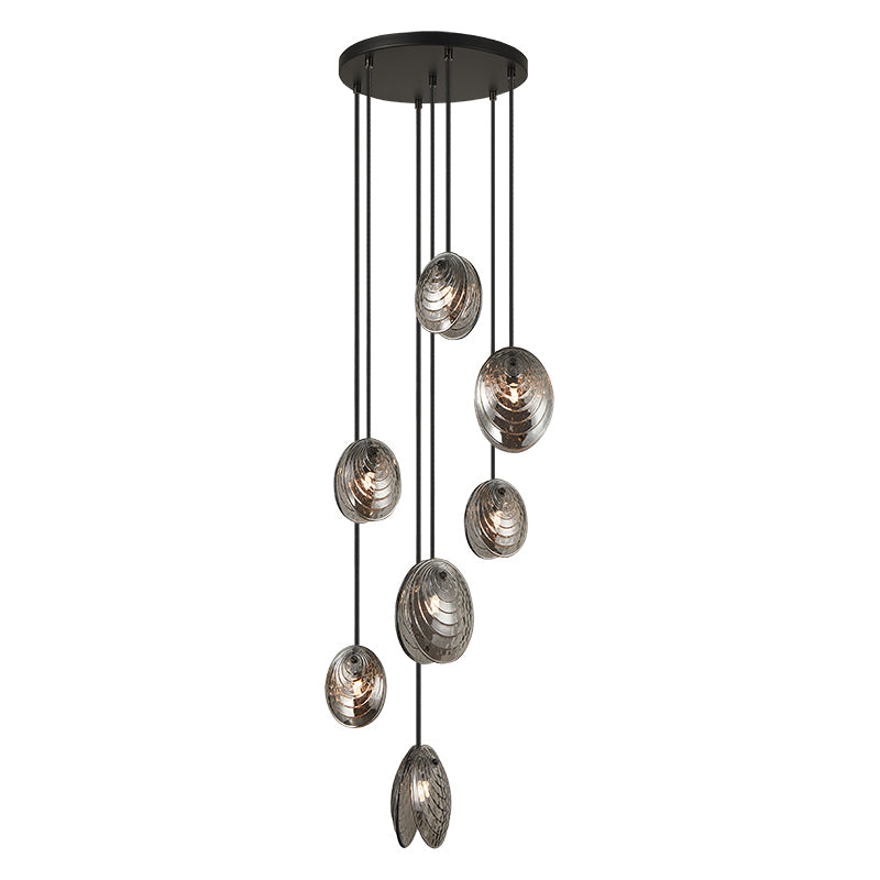 Steel Frame with Shell Glass Shade Multi Pendant