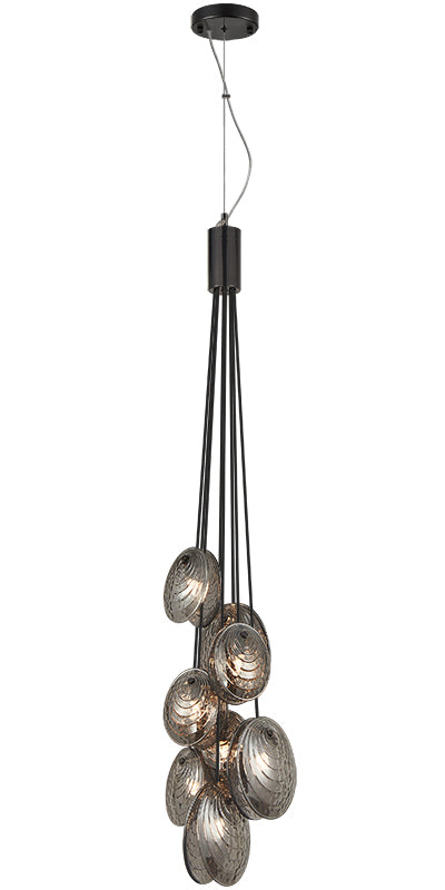 Steel Frame with Shell Glass Shade Multi Pendant