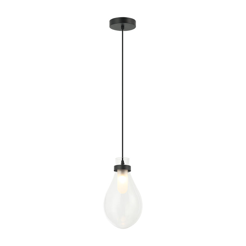 Seranna - Steel Frame with Clear Glass Shade Pendant in Matte Black by Matteo Lighting