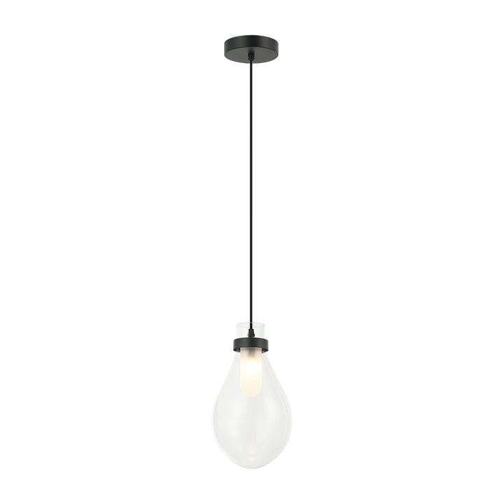 Seranna - Steel Frame with Clear Glass Shade Pendant in Matte Black by Matteo Lighting