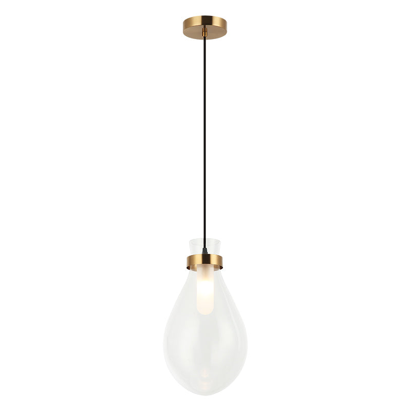 Seranna - Steel Frame with Clear Glass Shade Pendant in Aged Gold Brass by Matteo Lighting