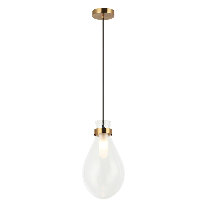 Seranna - Steel Frame with Clear Glass Shade Pendant in Aged Gold Brass by Matteo Lighting
