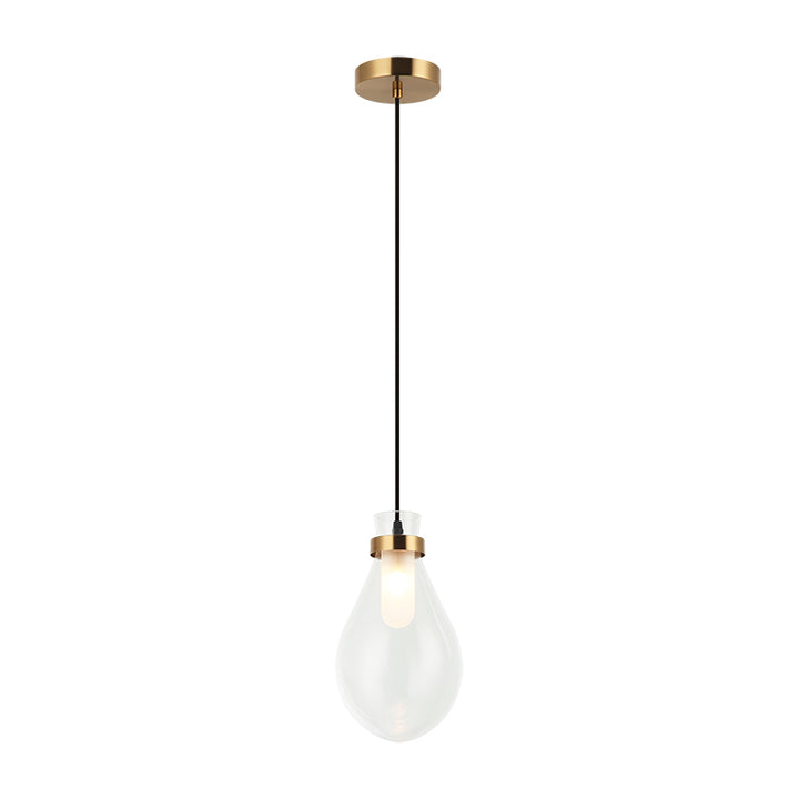Seranna - Steel Frame with Clear Glass Shade Pendant in Aged Gold Brass by Matteo Lighting