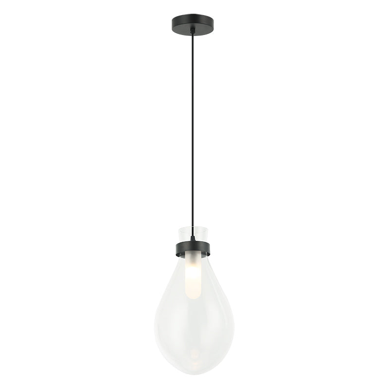 Seranna - Steel Frame with Clear Glass Shade Pendant in Matte Black by Matteo Lighting