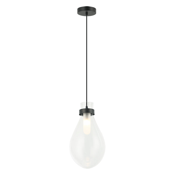 Seranna - Steel Frame with Clear Glass Shade Pendant in Matte Black by Matteo Lighting