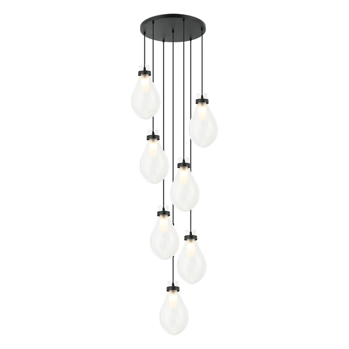 Seranna - Steel Frame with Clear Glass Shade Multi Pendant / Chandelier in Matte Black by Matteo Lighting