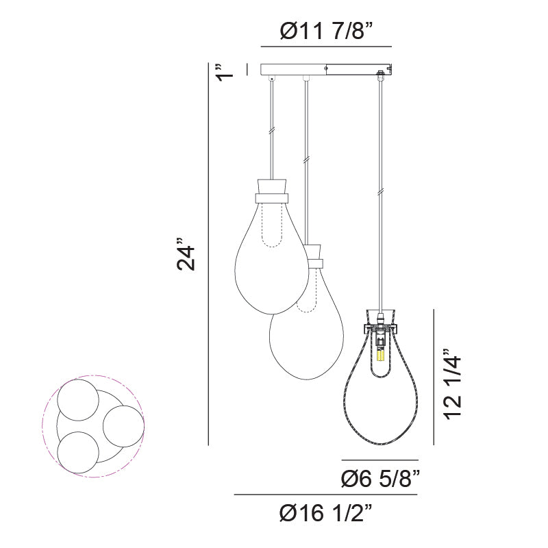 Seranna - Steel Frame with Clear Glass Shade Multi Pendant / Chandelier by Matteo Lighting - view 7
