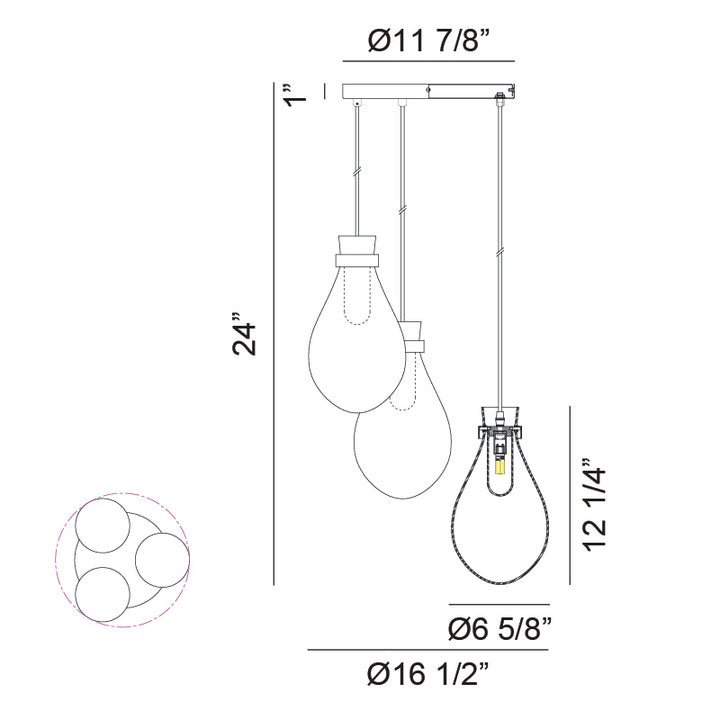 Seranna - Steel Frame with Clear Glass Shade Multi Pendant / Chandelier by Matteo Lighting - view 7