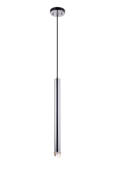 LED Steel Cylindrical Frame with Diamond Cut Crystal Diffuser Pendant